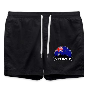 Sydney Australien Flagge Skyline Silhouette Reisen - Badeshorts - Schwarz - Vorne - AI Model Male 185 light (185cm)
