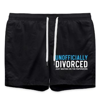 Inoffiziell geschieden Nur der Papierkram wartet - Badeshorts - Schwarz - Vorne - AI Model Male 185 light (185cm)