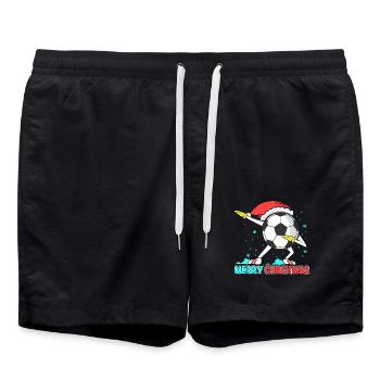 Merry Christmas Dabbing Fußball Jungen Weihnachten - Badeshorts - Schwarz - Vorne - AI Model Male 185 light (185cm)