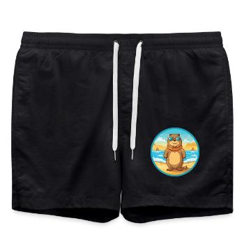 Gopher Aquarell Cartoon Kawaii Clipart Tier - Badeshorts - Schwarz - Vorne - AI Model Male 185 light (185cm)