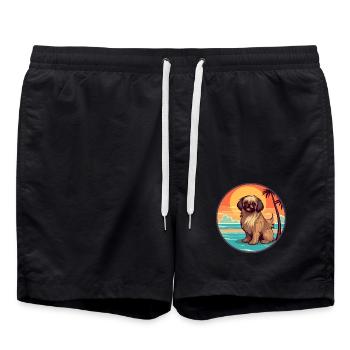 Pekineser Hund Rasse Cartoon Kawaii Clipart Hund Haustier - Badeshorts - Schwarz - Vorne - AI Model Male 185 light (185cm)