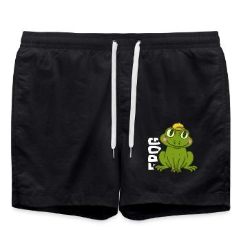 Quakender Laubfrosch Teichbewohner - Badeshorts - Schwarz - Vorne - AI Model Male 185 light (185cm)