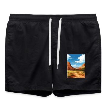 Dinosaurier National Monument Utah Reiseplakat - Badeshorts - Schwarz - Vorne - AI Model Male 185 light (185cm)