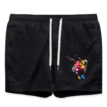 Wendiger Parkour Hindernisläufer - Badeshorts - Schwarz - Vorne - AI Model Male 185 light (185cm)