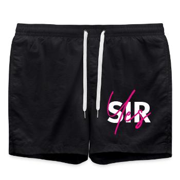 Yes, Sir! Weiß mit Pink - Badeshorts - Schwarz - Vorne - AI Model Male 185 light (185cm)