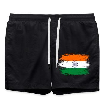 Indien Flagge used look - Badeshorts - Schwarz - Vorne - AI Model Male 185 light (185cm)