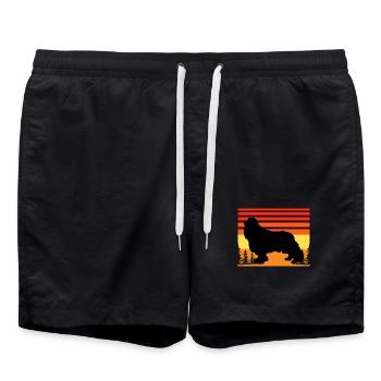 Cavalier King Charles Spaniel Hund Silhouette - Badeshorts - Schwarz - Vorne - AI Model Male 185 light (185cm)