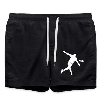 Discgolf Spieler Disc Golf Silhouette Discgolfer - Badeshorts - Schwarz - Vorne - AI Model Male 185 light (185cm)