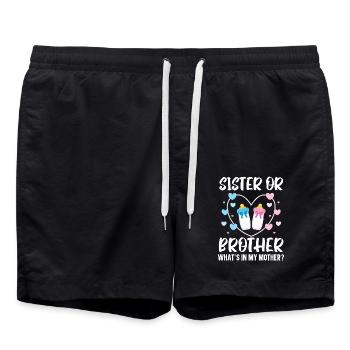 Schwester oder Bruder Was ist in meiner Mutter Bab - Badeshorts - Schwarz - Vorne - AI Model Male 185 light (185cm)