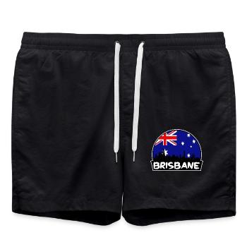 Brisbane Australien Flagge Skyline Silhouette Reisen - Badeshorts - Schwarz - Vorne - AI Model Male 185 light (185cm)