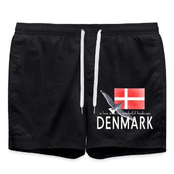 Dänemark Danmark Möwe - Badeshorts - Schwarz - Vorne - AI Model Male 185 light (185cm)