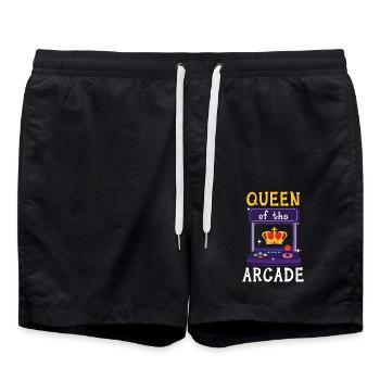 Queen Of The Arcade Games Videospiel Spiele Gamer - Badeshorts - Schwarz - Vorne - AI Model Male 185 light (185cm)