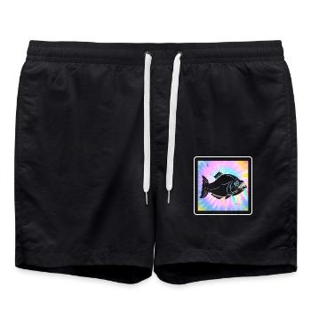 Piranha Sammler Aquarianer Aquaristik Fischzucht F - Badeshorts - Schwarz - Vorne - AI Model Male 185 light (185cm)