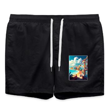 San Juan Karibik Vintage Reiseposter Souvenir - Badeshorts - Schwarz - Vorne - AI Model Male 185 light (185cm)