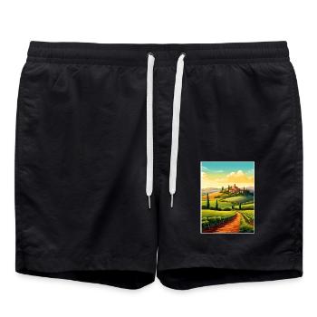 Toskana Italien Dekoration Vintage Reiseposter WPA - Badeshorts - Schwarz - Vorne - AI Model Male 185 light (185cm)