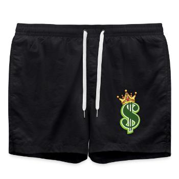 Money King – Cash & Hustle Streetwear Motiv - Badeshorts - Schwarz - Vorne - AI Model Male 185 light (185cm)