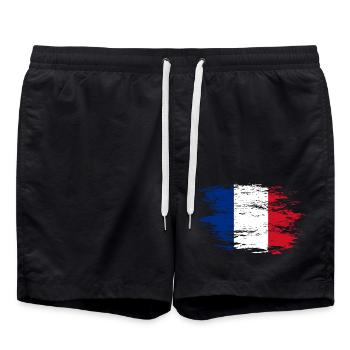 Frankreich Flagge used - Badeshorts - Schwarz - Vorne - AI Model Male 185 light (185cm)