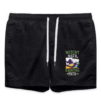 Hexenmathe Spukpfad Buchhalter Halloween - Badeshorts - Schwarz - Vorne - AI Model Male 185 light (185cm)