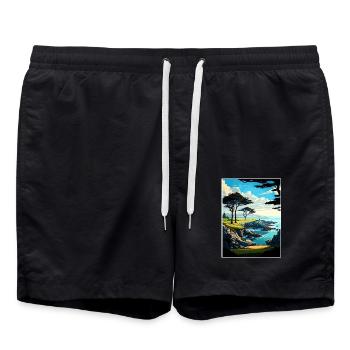 Cypress Point Club Kalifornien Reiseposter - Badeshorts - Schwarz - Vorne - AI Model Male 185 light (185cm)