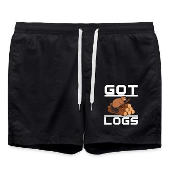 Got Logs Biber Wildlife Tier Kanada Damm Nagetier - Badeshorts - Schwarz - Vorne - AI Model Male 185 light (185cm)