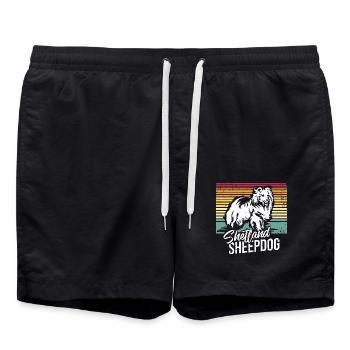 Munterer Sheltie Hütehundzüchter - Badeshorts - Schwarz - Vorne - AI Model Male 185 light (185cm)