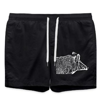 Wildschwein Wildsau Schwein Sau Schweine - Badeshorts - Schwarz - Vorne - AI Model Male 185 light (185cm)