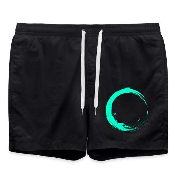 Kreis Design Bürste Vektor Türkis Neu - Badeshorts - Schwarz - Vorne - AI Model Male 185 light (185cm)