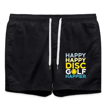 Happy Happy Disc Golf Happier Freizeit-Werfer - Badeshorts - Schwarz - Vorne - AI Model Male 185 light (185cm)