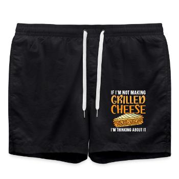 Wenn ich nicht gerade gegrillten Käse mache, dann - Badeshorts - Schwarz - Vorne - AI Model Male 185 light (185cm)