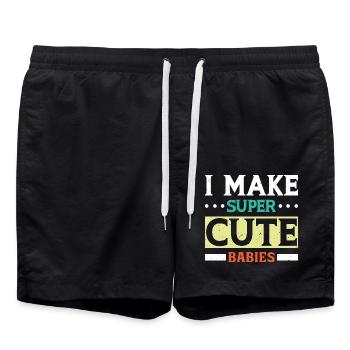 I MAKE SUPER CUTE BABIES - Badeshorts - Schwarz - Vorne - AI Model Male 185 light (185cm)