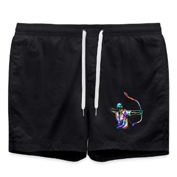 Zielsicherer Bogenschütze Turnier - Badeshorts - Schwarz - Vorne - AI Model Male 185 light (185cm)