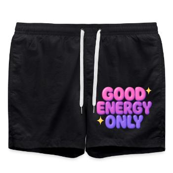 good energy only / y2k bubble art - Badeshorts - Schwarz - Vorne - AI Model Male 185 light (185cm)