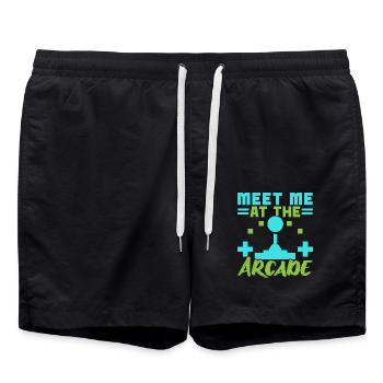 Treffen Sie mich in der Spielhalle Videospiel Spie - Badeshorts - Schwarz - Vorne - AI Model Male 185 light (185cm)