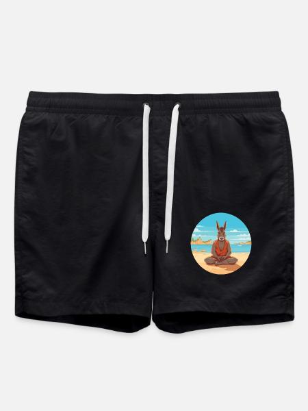 Eselkarikatur Yoga Strand Sommer Illustration - Badeshorts - Schwarz