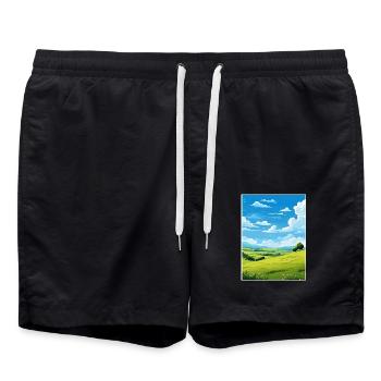 Mount Hawke Cornwall Vintage Reiseposter WPA Kunst - Badeshorts - Schwarz - Vorne - AI Model Male 185 light (185cm)
