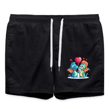 Dragons Kawaii Cartoon Haustier spielt mit Luftballons - Badeshorts - Schwarz - Vorne - AI Model Male 185 light (185cm)