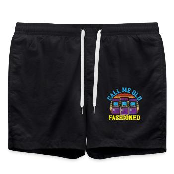 Call Me Old Fashioned Arcade Videospiel Gamer - Badeshorts - Schwarz - Vorne - AI Model Male 185 light (185cm)
