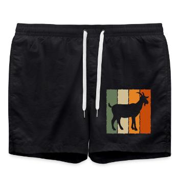 Ziege Silhouette  - Badeshorts - Schwarz - Vorne - AI Model Male 185 light (185cm)