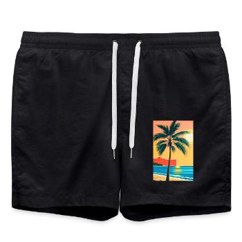 Hanaa Palmen und Strand - Badeshorts - Schwarz - Vorne - AI Model Male 185 light (185cm)