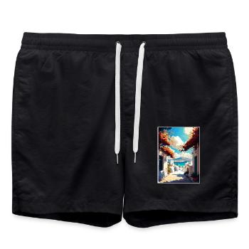 Naxos Griechenland Dekoration Vintage Reise Poster WPA - Badeshorts - Schwarz - Vorne - AI Model Male 185 light (185cm)
