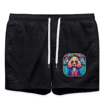 Bunte Pudel Hunderasse Aquarell Glas Paintin - Badeshorts - Schwarz - Vorne - AI Model Male 185 light (185cm)