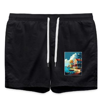Kaimaninseln Karibik Vintage Reiseposter WPA - Badeshorts - Schwarz - Vorne - AI Model Male 185 light (185cm)