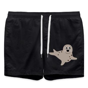 Seehund Seehunde Robbe Robben Tiere - Badeshorts - Schwarz - Vorne - AI Model Male 185 light (185cm)