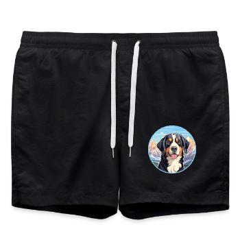 Appenzeller Sennenhund Hunderasse Cartoon Kawaii Wa - Badeshorts - Schwarz - Vorne - AI Model Male 185 light (185cm)