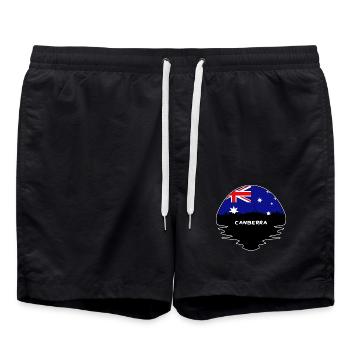 Canberra Australien Flagge Skyline Silhouette Reisen - Badeshorts - Schwarz - Vorne - AI Model Male 185 light (185cm)