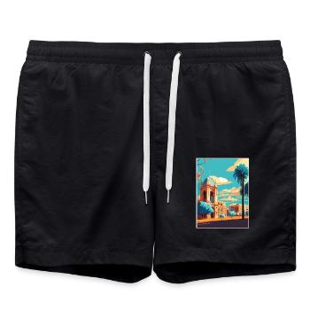 Adelaide Australien Vintage Reiseposter Souvenir - Badeshorts - Schwarz - Vorne - AI Model Male 185 light (185cm)