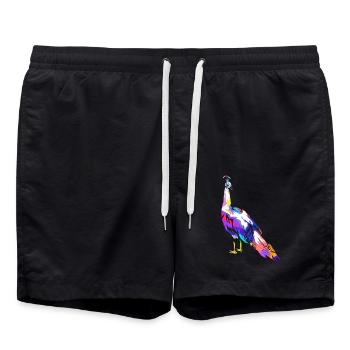 Stolzierender Pfau Federschmuck - Badeshorts - Schwarz - Vorne - AI Model Male 185 light (185cm)