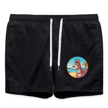 Esel Aquarell Cartoon Kawaii Clipart Tier - Badeshorts - Schwarz - Vorne - AI Model Male 185 light (185cm)