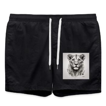 König des Dschungels - Badeshorts - Schwarz - Vorne - AI Model Male 185 light (185cm)