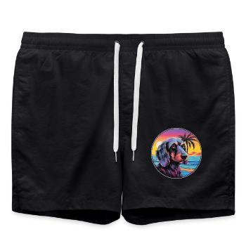 Drahthaardackel Hunderasse Bunte Karikatur Wa - Badeshorts - Schwarz - Vorne - AI Model Male 185 light (185cm)
